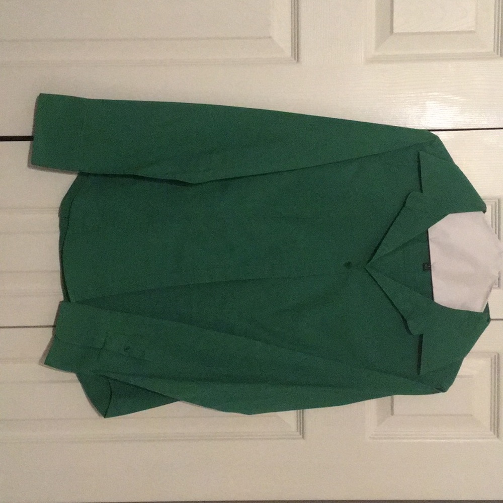 Talbots, green button up dress shirt.